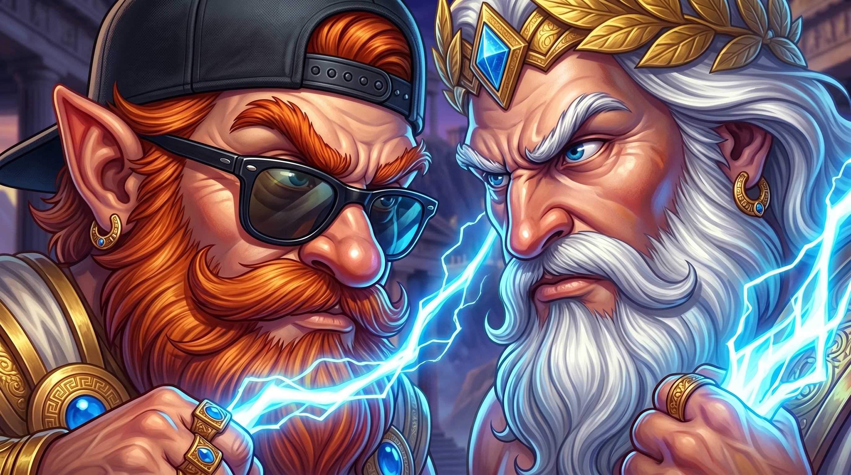 BlastBet Casino mascot vs Zeus — Gates of Olympus 1000 slot by Pragmatic Play
